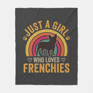 Gewoon Een Meisje Dat Van Frenchies Houdt Retro Ho Fleece Deken