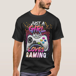 Gewoon een meisje dat van gamen houdt Video Game V T-shirt
