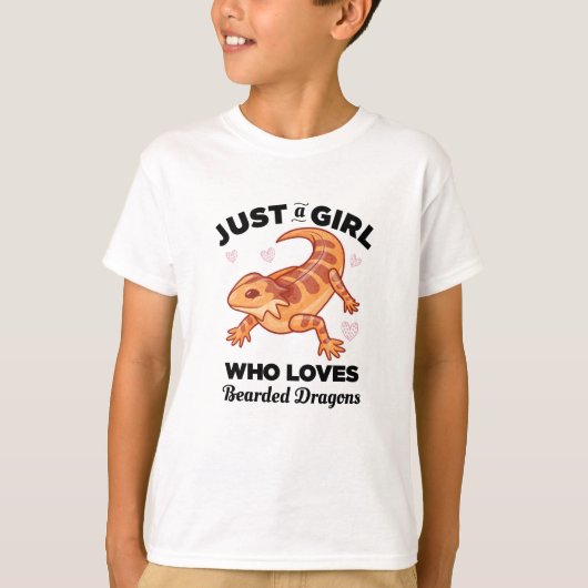 Gewoon een meisje dat van gekaarde dragons houdt t-shirt (Voorkant)