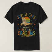 Gewoon een meisje dat van gekaarde dragons houdt t-shirt (Design voorkant)
