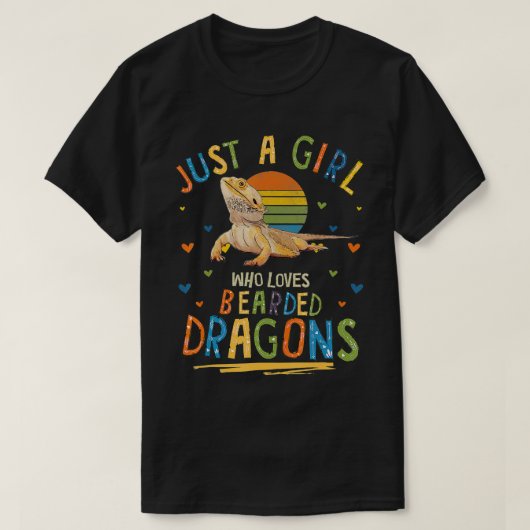 Gewoon een meisje dat van gekaarde dragons houdt t-shirt (Design voorkant)