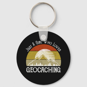 Gewoon een meisje dat van Geocaching houdt Sleutelhanger
