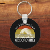 Gewoon een meisje dat van Geocaching houdt Sleutelhanger (Voorkant)