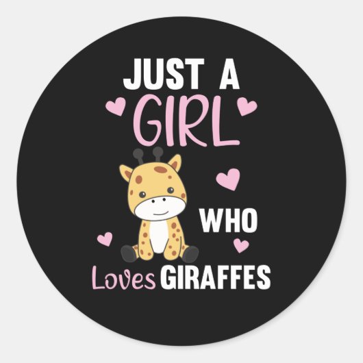 Gewoon een meisje dat van Giraffe houdt - Kute Gir Ronde Sticker (Voorkant)
