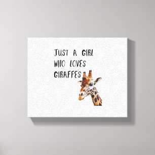 Gewoon een meisje dat van giraffen houdt Schattig Canvas Afdruk