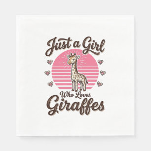 Gewoon een meisje dat van giraffen houdt vintage s servet
