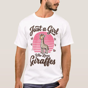 Gewoon een meisje dat van giraffen houdt vintage s t-shirt