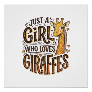 Gewoon een meisje dat van giraffen houdt vintage T Perfect Poster