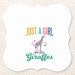 Gewoon een meisje dat van giraffen houdt vintage v kartonnen onderzetters