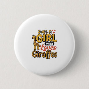 Gewoon Een Meisje Dat Van Giraffen Houdt Vintage V Ronde Button 5,7 Cm