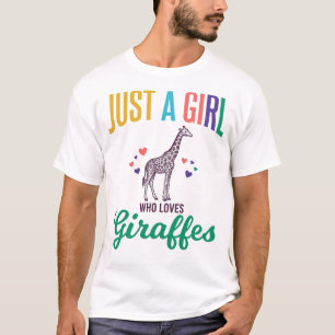 Gewoon een meisje dat van giraffen houdt vintage v t-shirt