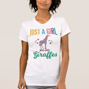 Gewoon een meisje dat van giraffen houdt vintage v t-shirt
