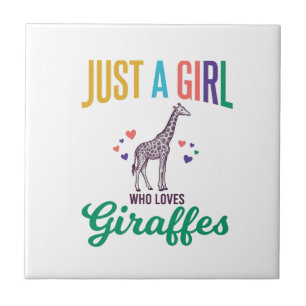Gewoon een meisje dat van giraffen houdt vintage v tegeltje