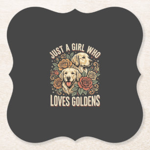 Gewoon een meisje dat van Goldens houdt Kartonnen Onderzetters