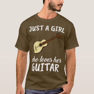 Gewoon een meisje dat van haar akoestische gitaar t-shirt