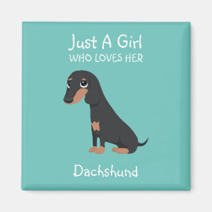 Gewoon een meisje dat van haar Dachshund houdt Magneet