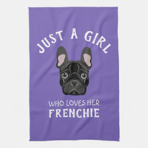 Gewoon een meisje dat van haar Frenchie houdt Theedoek