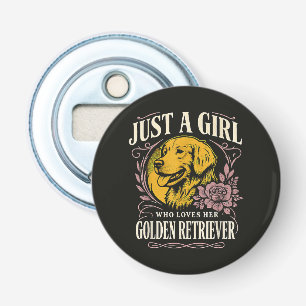 Gewoon een meisje dat van haar golden retriever ho button flesopener