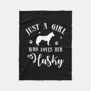 Gewoon een meisje dat van haar Husky houdt Husky Fleece Deken
