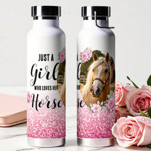 Gewoon een meisje dat van haar paard houdt Aangepa Waterfles