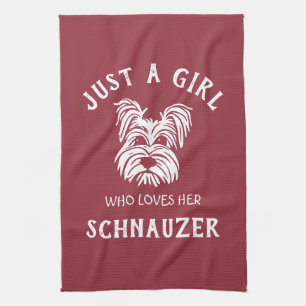 Gewoon een meisje dat van haar Schnauzer houdt Theedoek