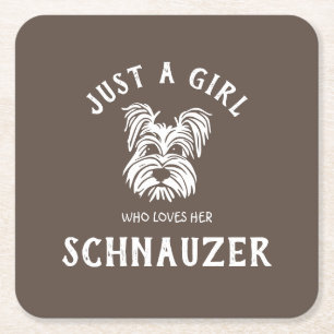 Gewoon een meisje dat van haar Schnauzer houdt Vierkante Kartonnen Onderzetter