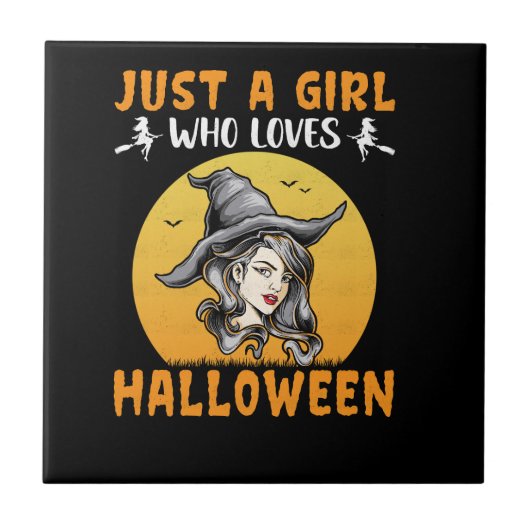 Gewoon een meisje dat van Halloween design houdt Tegeltje (Voorkant)
