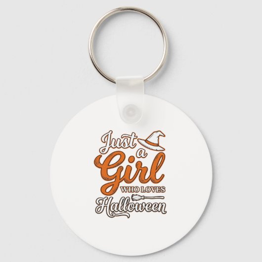 Gewoon een meisje dat van Halloween Vector Design Sleutelhanger (Voorkant)