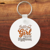 Gewoon een meisje dat van Halloween Vector Design Sleutelhanger (Voorkant)