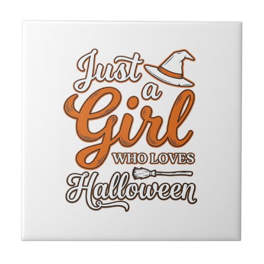 Gewoon een meisje dat van Halloween Vector Design  Tegeltje (Voorkant)