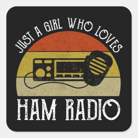 Gewoon een meisje dat van Ham Radio houdt Vierkante Sticker (Voorkant)