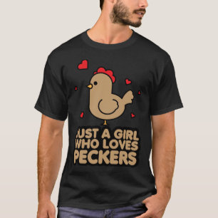 Gewoon een meisje dat van hanen houdt Kippenvrou T-shirt