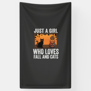 Gewoon een meisje dat van herfst en katten houdt_1 spandoek