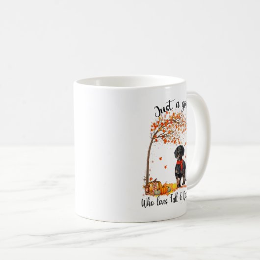 Gewoon een meisje dat van Herfst houdt en Dachshun Koffiemok (Voorkant rechts)