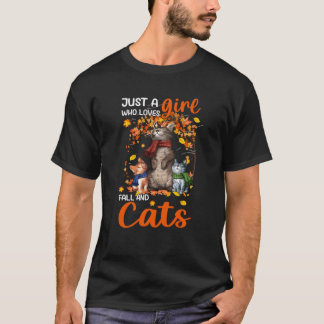 Gewoon een meisje dat van Herfst houdt en Thanksgi T-shirt