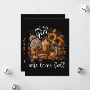 Gewoon een meisje dat van herfst houdt feestdagenkaart