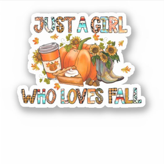 Gewoon een meisje dat van Herfst houdt Sticker (Voorkant)
