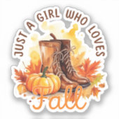 Gewoon een meisje dat van Herfst houdt Sticker (Voorkant)