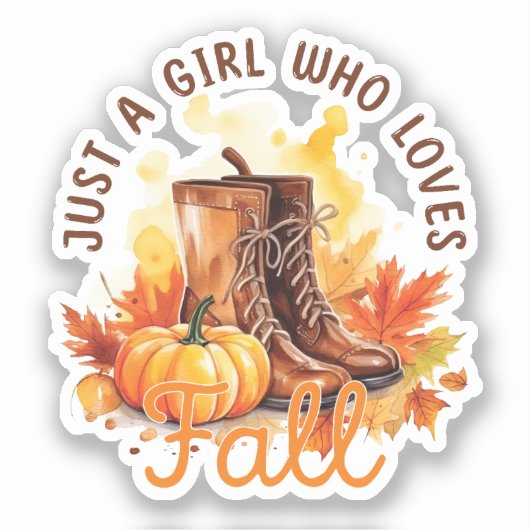 Gewoon een meisje dat van Herfst houdt Sticker (Voorkant)