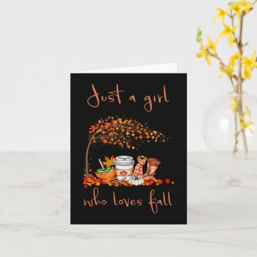 Gewoon een meisje dat van Herfst Pumpkin Spice Lat Kaart (Gele Bloem)