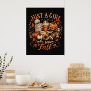 Gewoon Een Meisje Dat Van Herfst Voetbal Pompoen K Poster