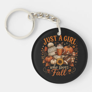 Gewoon Een Meisje Dat Van Herfst Voetbal Pumpkin S Sleutelhanger