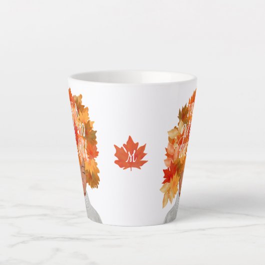 Gewoon een meisje dat van Herfst Waterverf Herfst  Latte Mok (Voorkant)