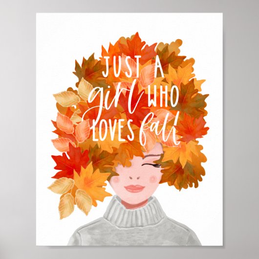 Gewoon een meisje dat van Herfst Waterverf Herfst  Poster (Voorkant)