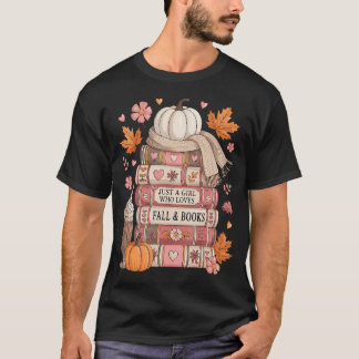 Gewoon een meisje dat van herfstboeken houdt, herf t-shirt
