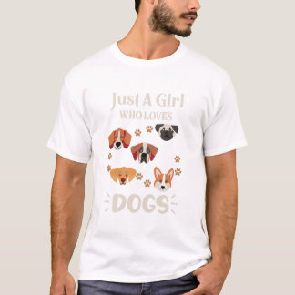 Gewoon een meisje dat van het Hondenliefhebber van T-shirt