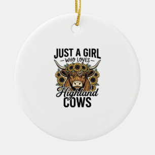 Gewoon Een Meisje Dat Van Highland Koeien Houdt Vi Keramisch Ornament