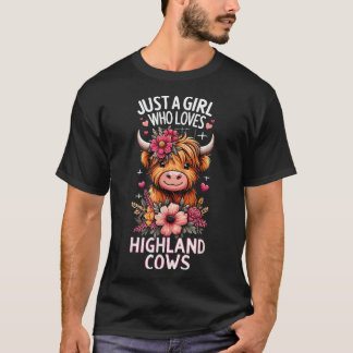 Gewoon een meisje dat van Highland Koeien Scottish T-shirt