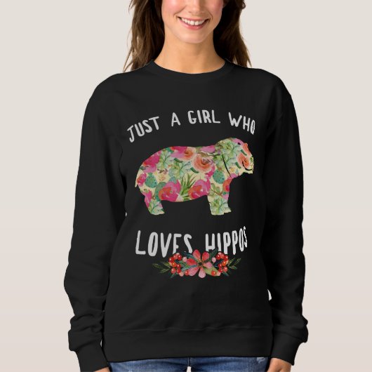 Gewoon een meisje dat van Hippos Floral Hippopotam Trui (Voorkant)
