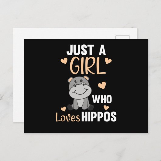 Gewoon een meisje dat van Hippos houdt, Hippo Briefkaart (Voorkant / Achterkant)